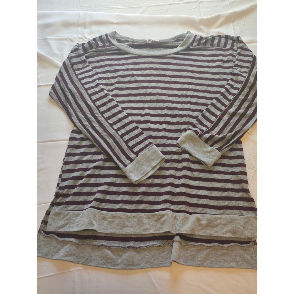 Cable & Gauge Womens Extra Large Striped Layered Hem Long Sleeve‎ Tunic Top